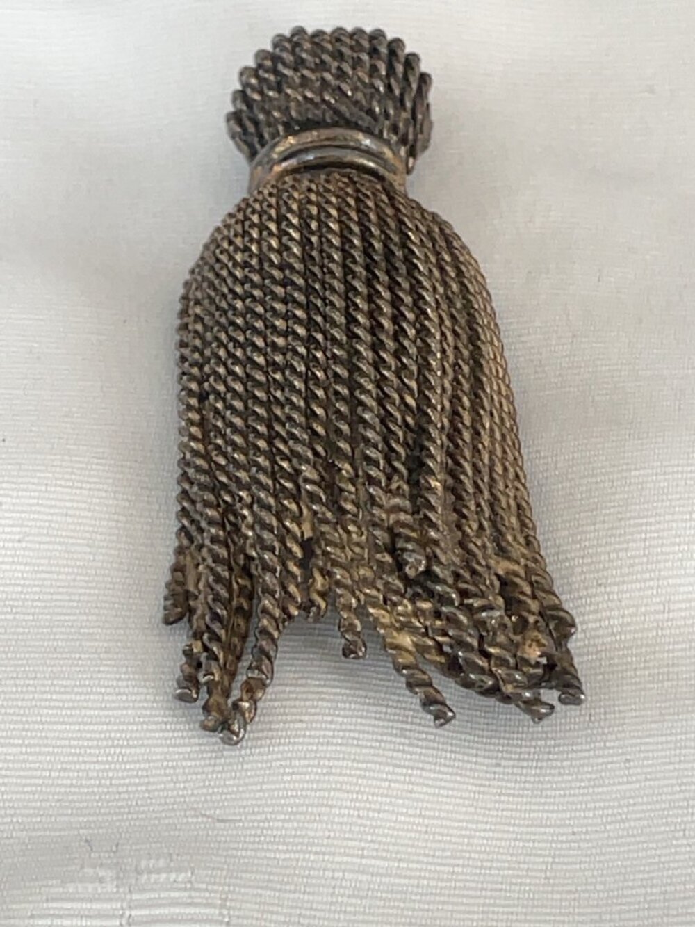 Vintage Chain Tassel Brooch Mid Century Fringe Statement Pin